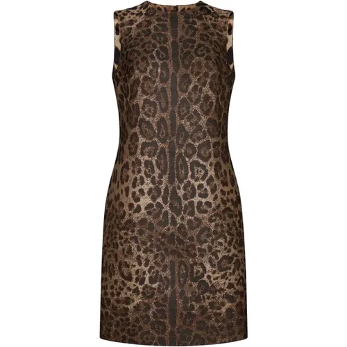 Leopard Jacquard Shift Dress , female, Sizes: XS, L, M, S - Dolce & Gabbana - Modalova