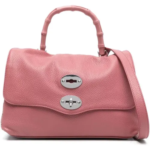 Rosa Lederhandtasche mit Twist-Lock - Zanellato - Modalova