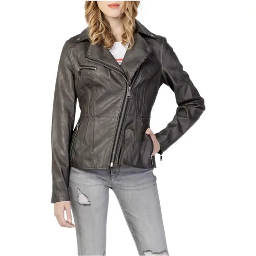 Grey Zip Fastening Blazer with Lapel Collar , female, Sizes: XS, M - Guess - Modalova