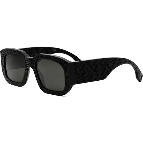 Quadratische Mattschwarze Sonnenbrille mit Unzerbrechlichen Grauen Gläsern - Fendi - Modalova