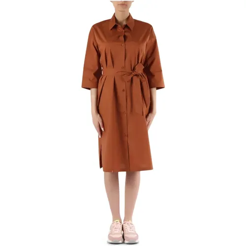 Cotton chemisier dress with classic collar , female, Sizes: L, S, M - Sun68 - Modalova