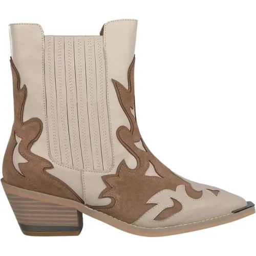 Embroidered Leather Cowboy Ankle Boots , female, Sizes: 7 UK, 3 UK - Alma en Pena - Modalova