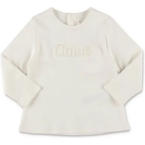 Weißes Baumwoll-Jersey Baby Mädchen T-Shirt - Chloé - Modalova