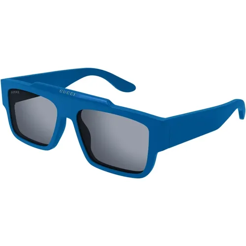Quadratische Blaue Acetat Sonnenbrille , Herren, Größe: 56 MM - Gucci - Modalova