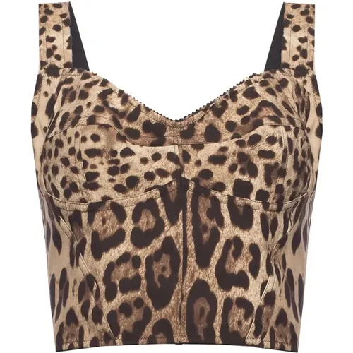 Leopard Print Cropped Top - Dolce & Gabbana - Modalova