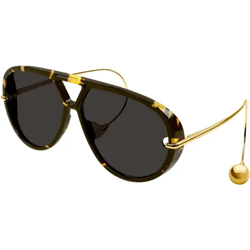 Sonnenbrille mit goldfarbenem Rahmen - Bottega Veneta - Modalova