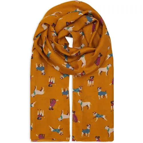 Lightweight unisex yellow scarf with dog motif , unisex, Sizes: ONE SIZE - Gallo - Modalova