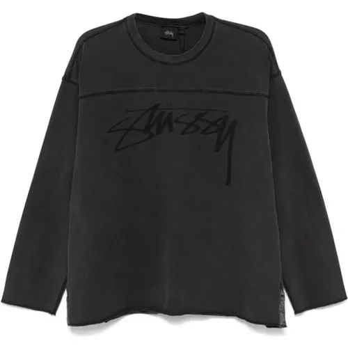 Schwarzer Logo-Print Rundhalsausschnitt Pullover - Stüssy - Modalova