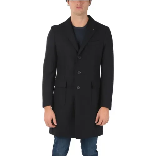 Cashmere Blend Coat with Beetle Brooch , male, Sizes: L, 2XL, 4XL, XL - Corneliani - Modalova