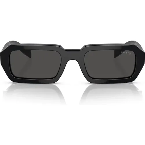 Irreguläre Form Transparente Blaue Sonnenbrille mit Dunkelgrauen Gläsern , unisex, Größe: 52 MM - Prada - Modalova