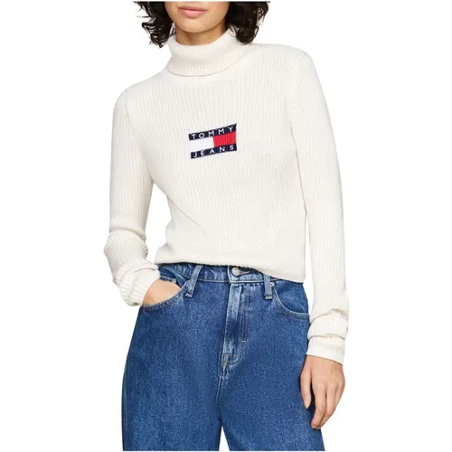 Ribbed Dolcevita Sweaters , female, Sizes: S, M, XS - Tommy Jeans - Modalova