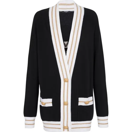 Cashmere cardigan with logo , female, Sizes: 2XS, S, XS - Balmain - Modalova