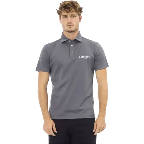 Elegantes graues Baumwoll-Poloshirt , Herren, Größe: 3XL - Baldinini - Modalova