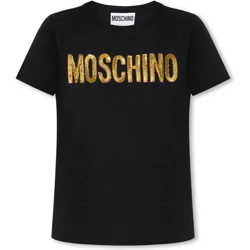 T-shirt with logo , female, Sizes: S - Moschino - Modalova
