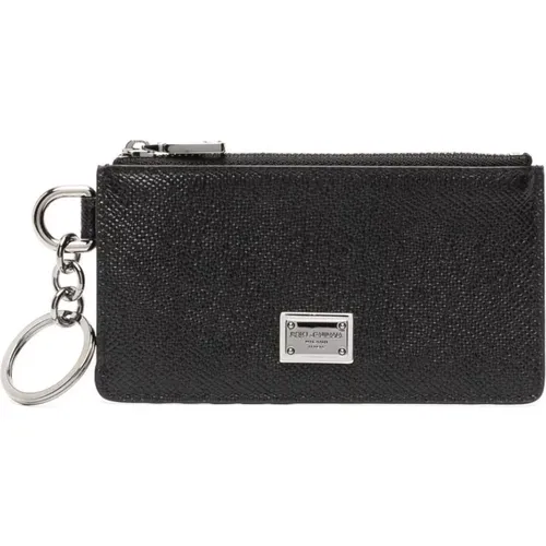 Sleek Textured Logo-Plaque Wallet , male, Sizes: ONE SIZE - Dolce & Gabbana - Modalova