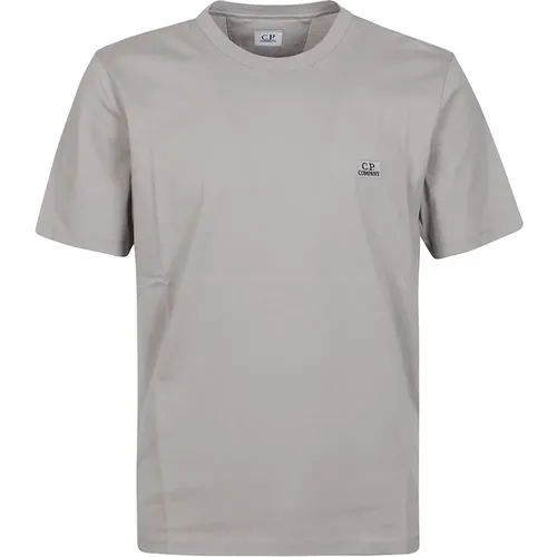 Logo Jersey T-Shirt in Drizzle Grey,Logo Jersey T-Shirt Total Eclipse,Logo Jersey T-Shirt in Weiß,T-Shirts - C.P. Company - Modalova