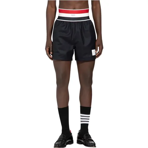 Elastic Waist Rugby Shorts Navy , male, Sizes: M, L - Thom Browne - Modalova