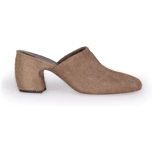 Brushed Suede Mule with Moon-Shaped Heel , female, Sizes: 4 UK, 3 UK, 5 UK, 6 UK, 7 UK, 8 UK - Cortana - Modalova