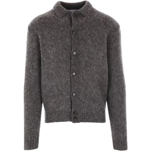 Grey Shetland Wool Cardigan Sweater , male, Sizes: L - Aspesi - Modalova