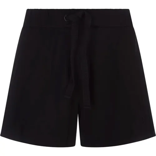 Schwarze Fleece-Shorts mit Grosgrain-Details - Moncler - Modalova