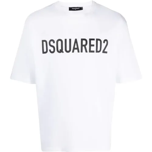 Weiße T-Shirts und Polos mit Rundhalsschnitt , Herren, Größe: M - Dsquared2 - Modalova