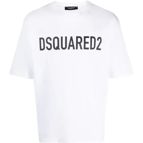 Weiße T-Shirts und Polos mit Rundhalsschnitt , Herren, Größe: S - Dsquared2 - Modalova