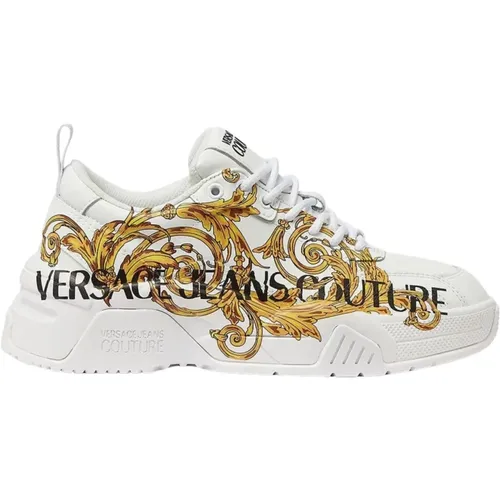 Weiße flache Sneaker - Lässiger Stil , Damen, Größe: 38 EU - Versace Jeans Couture - Modalova