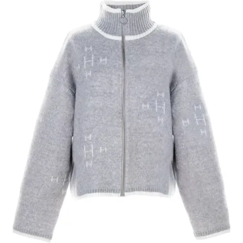 Knit Zip Jacket with High Collar , female, Sizes: S, L, M, XS - Hést - Modalova