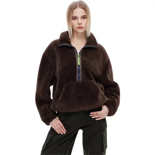 Vintage Faux Leather Jacket with Half Zip , female, Sizes: S, XS - Miss Sixty - Modalova