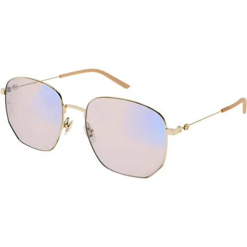 Gold/Blue&Beyond Pink Lens Sunglasses , female, Sizes: 56 MM - Gucci - Modalova
