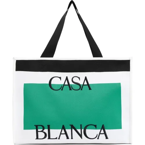 Weiße Grüne Shopper Tasche , Herren, Größe: ONE Size - Casablanca - Modalova