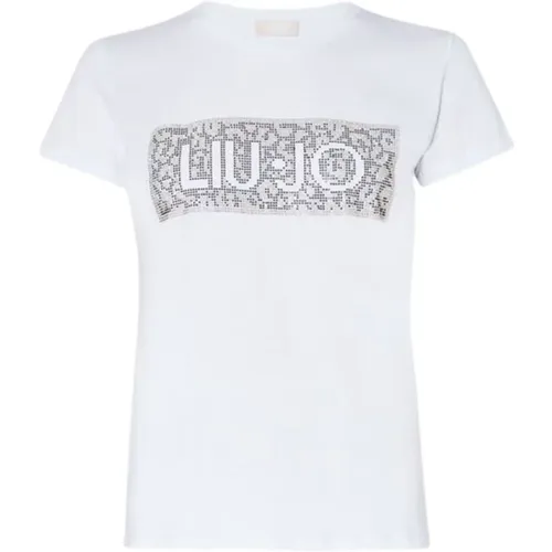 Damen T-Shirt mit Logo und Strass , Damen, Größe: XS - Liu Jo - Modalova