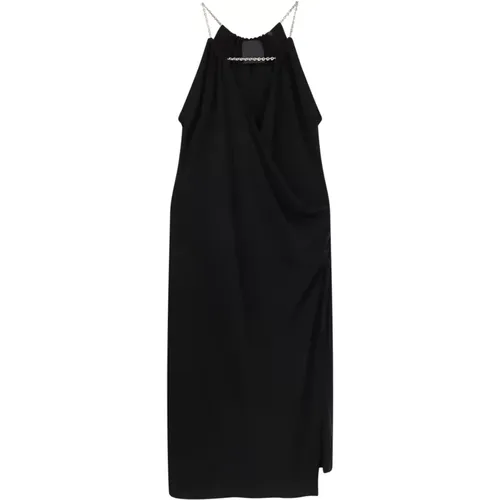 Schwarzes Kleid mit V-Ausschnitt und Metall-Detail,Kleiderkollektion - Givenchy - Modalova