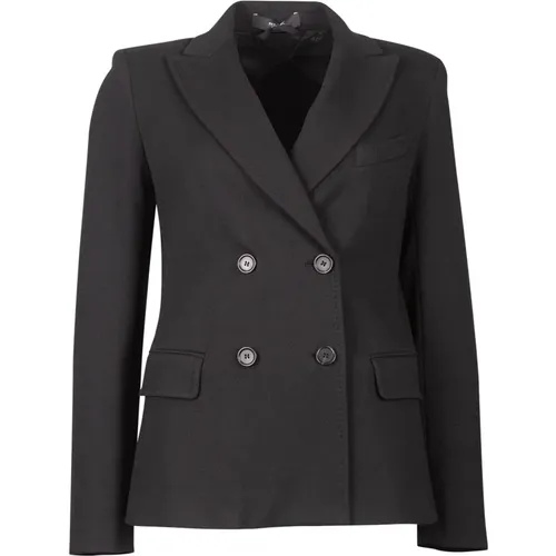 Schwarzer Doppelreihiger Blazer Jersey , Damen, Größe: M - Max Mara Weekend - Modalova