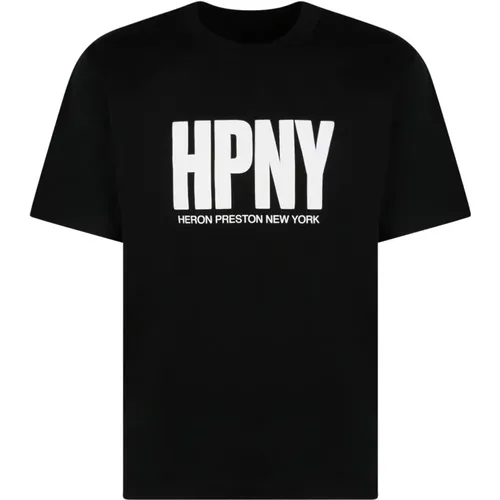 Schwarzes T-Shirt mit Logo-Print , Herren, Größe: L - Heron Preston - Modalova