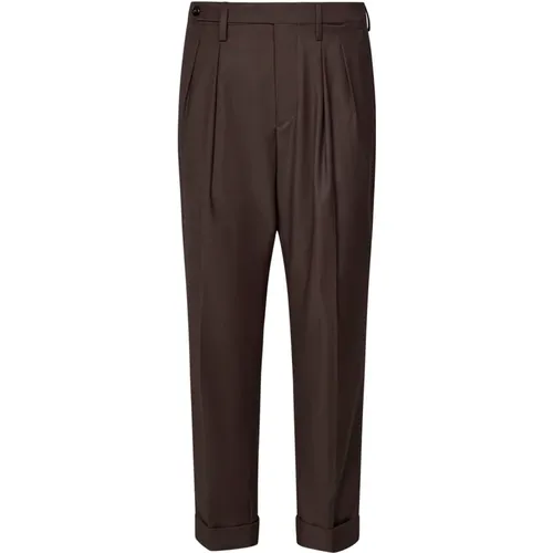 Braune Plissierte Hose Aw24 , Herren, Größe: W31 - Michael Coal - Modalova