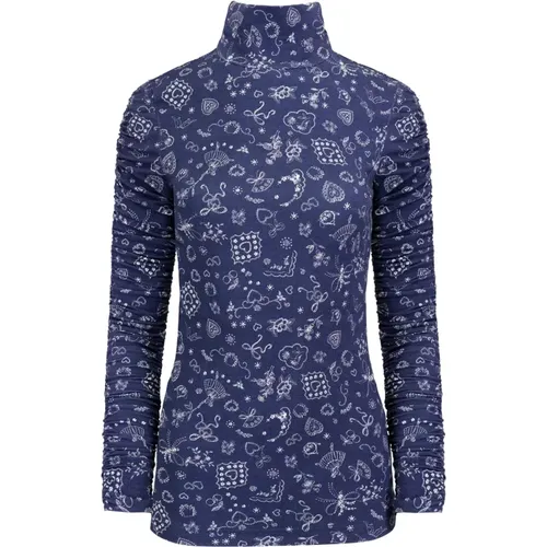 Ballerina Navy Print Turtleneck Top , Damen, Größe: L - JAAF - Modalova