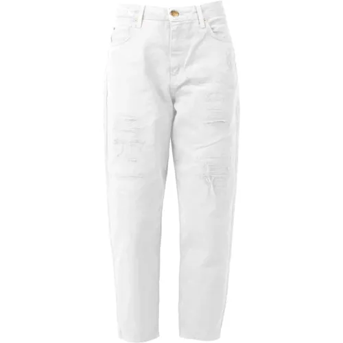 High-Waist weiße zerrissene Jeans , Damen, Größe: W29 - pinko - Modalova