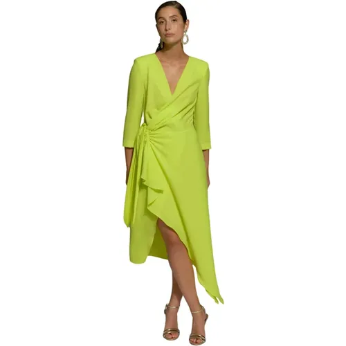 Elegantes Limettengrünes Midi-Kleid , Damen, Größe: 2XL - Moskada - Modalova