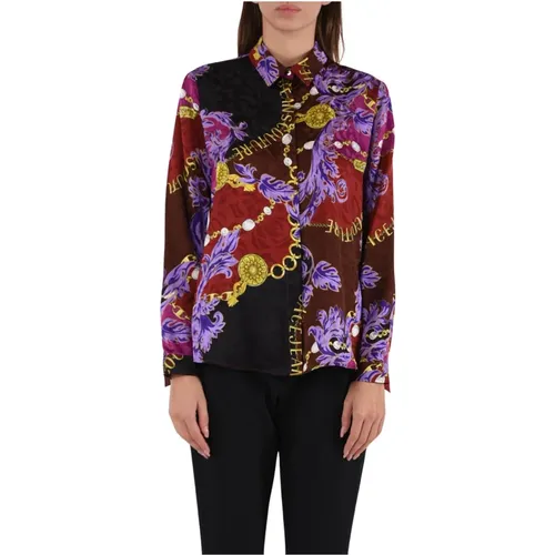 Printed Viscose Shirt with Button Closure , female, Sizes: XS - Versace Jeans Couture - Modalova