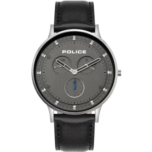 Mens Multifunctional Black Silver Bracelet Watch Berkeley Pl.15968Js/39 , male, Sizes: ONE SIZE - Police - Modalova