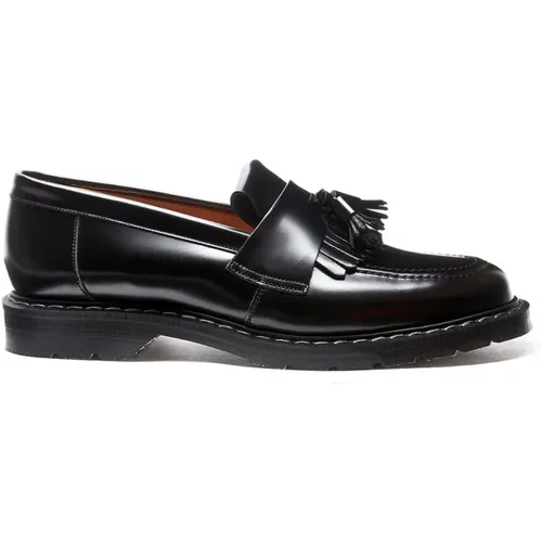 Schwarzer Hi-Shine Tel Loafer mit langem Fransenbesatz - Solovair - Modalova