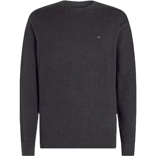 Grauer Strickpullover Regular Fit , Herren, Größe: M - Tommy Hilfiger - Modalova