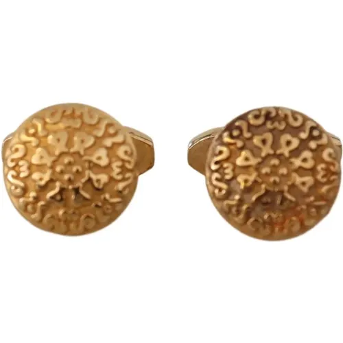 Gold Plated Round Pin Cufflinks , male, Sizes: ONE SIZE - Dolce & Gabbana - Modalova