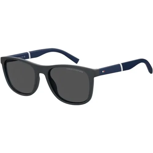 Matte Blaue Sonnenbrille mit Grauen Gläsern,Matte Sonnenbrille mit Grauen Gläsern - Tommy Hilfiger - Modalova