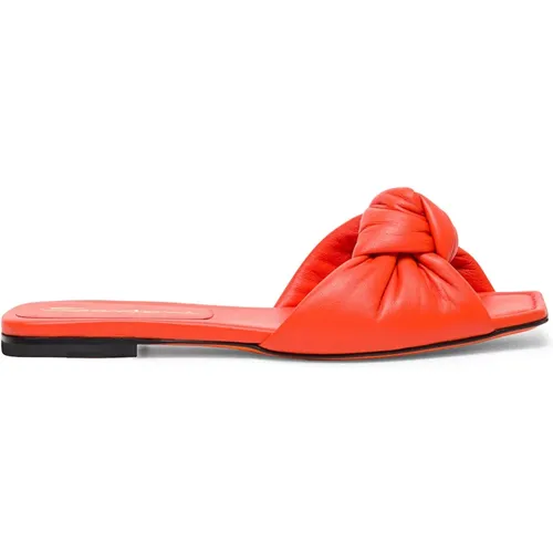 Flat Sandals,Leder Knoten Slide Sandale - Santoni - Modalova