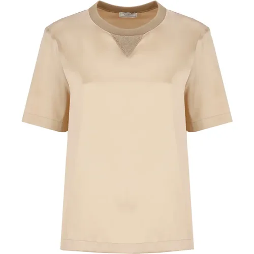 Silk Cotton T-shirt with Lurex , female, Sizes: M, S, XS - PESERICO - Modalova