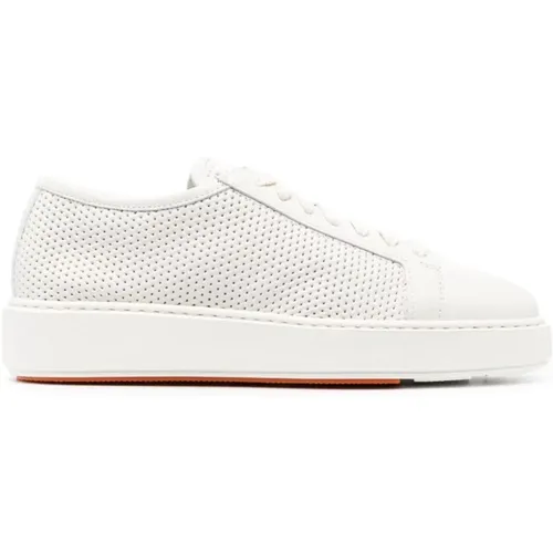 Weiße Leder Casual Sneakers für Frauen , Damen, Größe: 39 EU - Santoni - Modalova