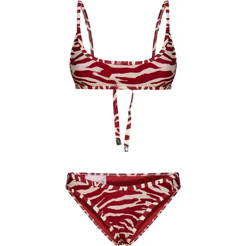 Zebra Print Bikini Bademode Rot , Damen, Größe: L - The Attico - Modalova