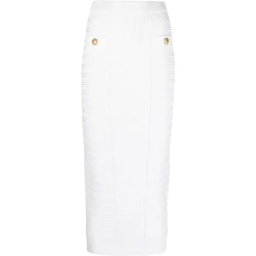 Ribbed Knit Midi Skirt , female, Sizes: S - Balmain - Modalova